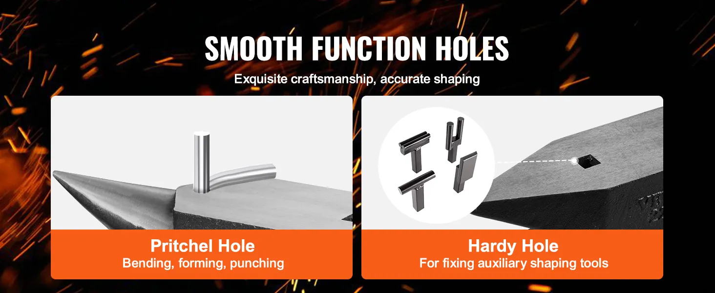 VEVOR single horn anvil with pritchel and hardy holes for precise shaping and bending.