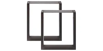two black VEVOR steel table legs in a sturdy rectangular frame design.
