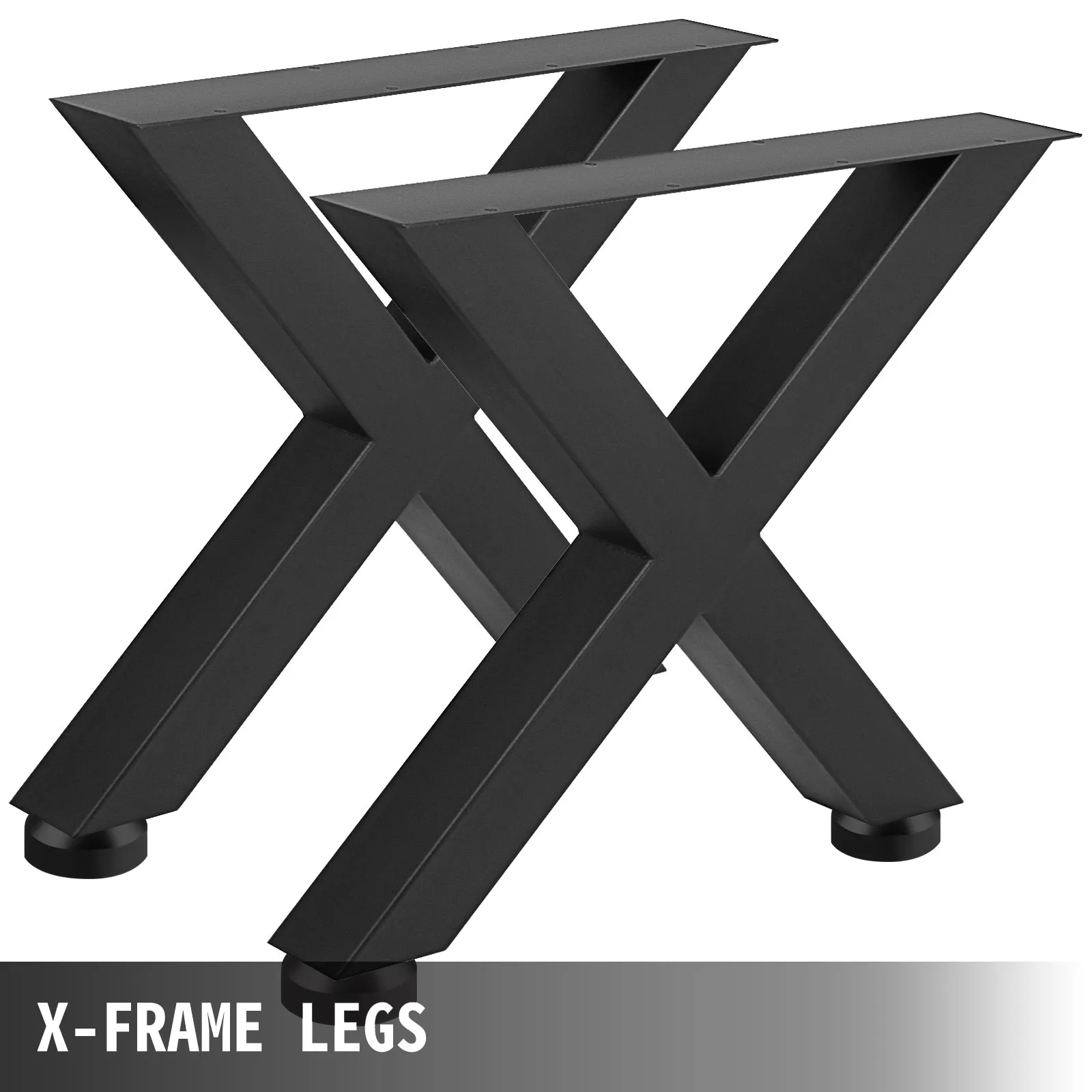 schwarze VEVOR Tischbeine aus Stahl im X-Frame-Design, geeignet für einen stabilen Tischunterbau.