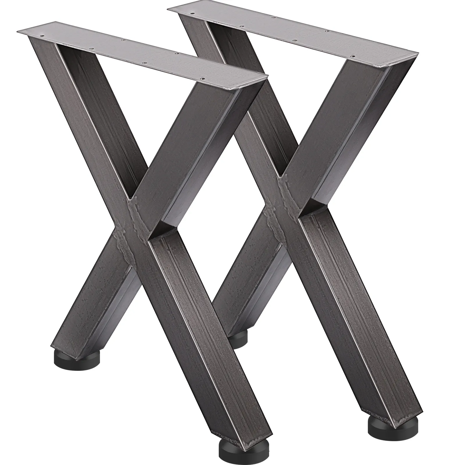 Par de patas de mesa de acero VEVOR negro en diseño en forma de X.