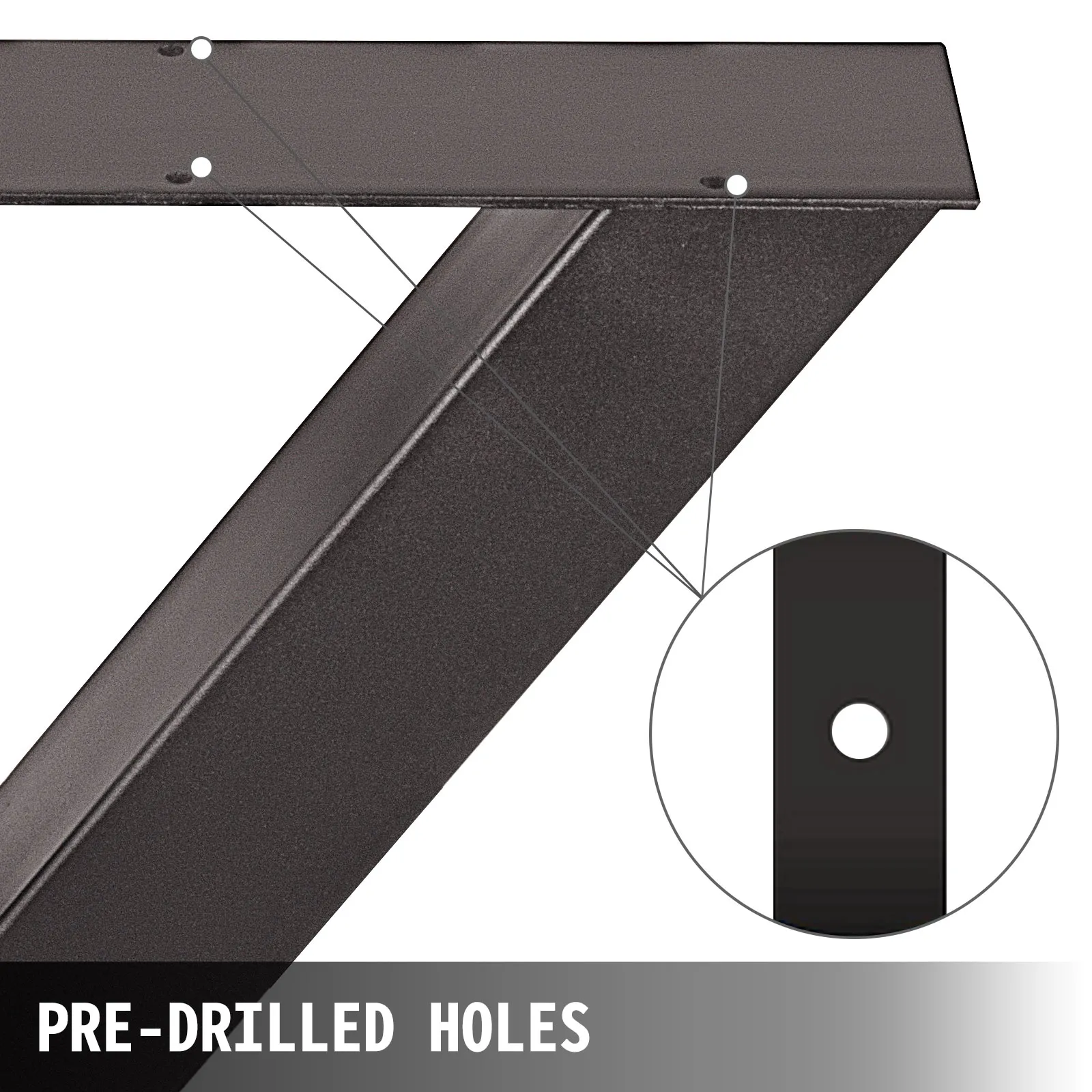 VEVOR steel table legs with pre-drilled holes for easy assembly.