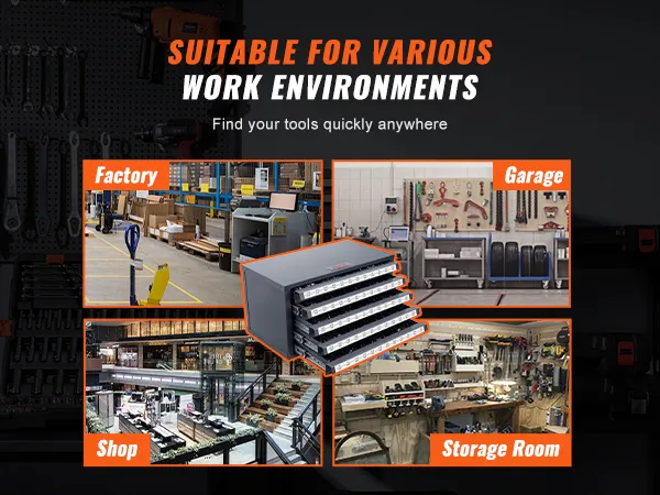 VEVOR drill bit organizer for factory, garage, shop, storage room - suitable for various environments.