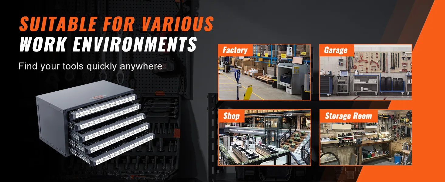 VEVOR drill bit organizer for factory, garage, shop, storage room - suitable for various environments.