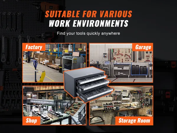 VEVOR drill bit organizer for factory, garage, shop, and storage room use. find your tools easily.