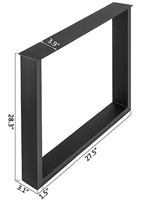 Patas de mesa de acero VEVOR negro con dimensiones: 28,3" x 27,5" x 3,9".