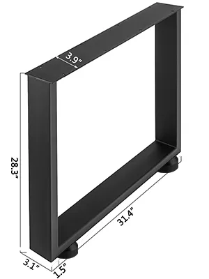 black VEVOR table legs with dimensions: 28.3"x31.4"x3.1"x1.5"x3.9".