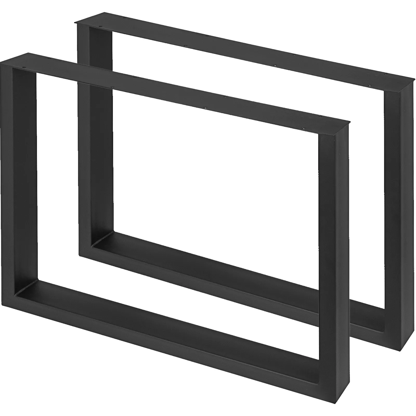 black rectangular steel VEVOR table legs in minimalist design, shown in pairs.