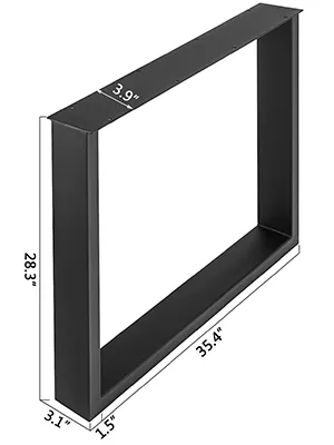 black VEVOR steel table legs with dimensions: 28.3" x 35.4" x 3.9" x 3.1" x 1.5".