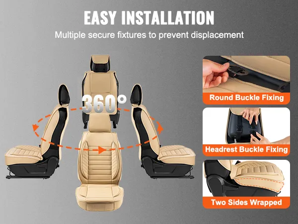 VEVOR universal car seat covers with easy installation, 360-degree view, round buckle fixing.
