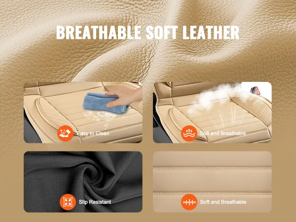 breathable VEVOR universal car seat covers with synthetic leather, high resilience foam, and anti-slip fabric.