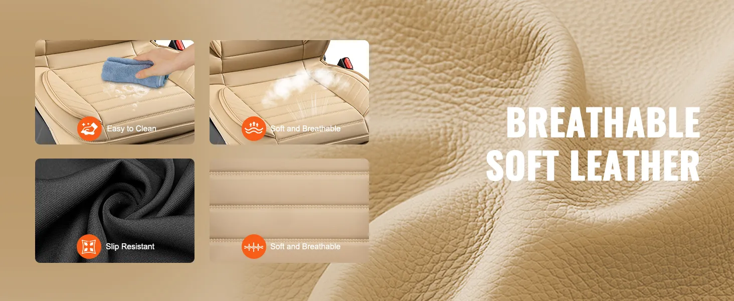 breathable VEVOR universal car seat covers with synthetic leather, high resilience foam, and anti-slip fabric.