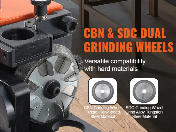 Mole abrasive doppie cbn e sdc per affilatrice per punte da trapano VEVOR, adatte per materiali in acciaio rapido e al tungsteno.