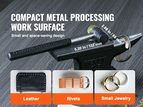 VEVOR anvil featuring compact work surface for leather, rivets, and small jewelry processing.