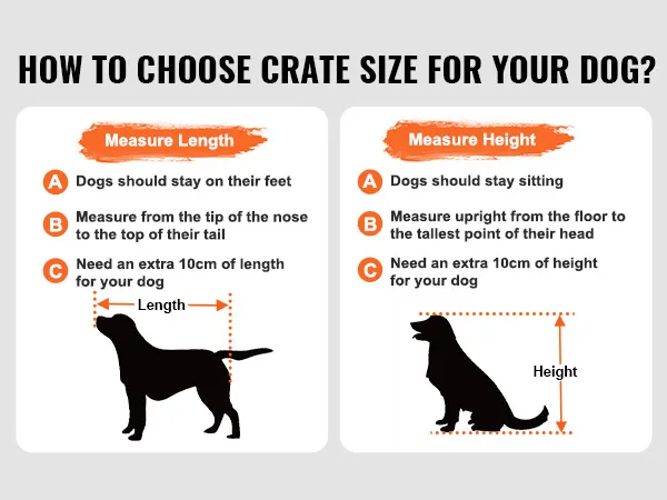 how to choose the right size VEVOR furniture style dog crate with length and height measurement tips.