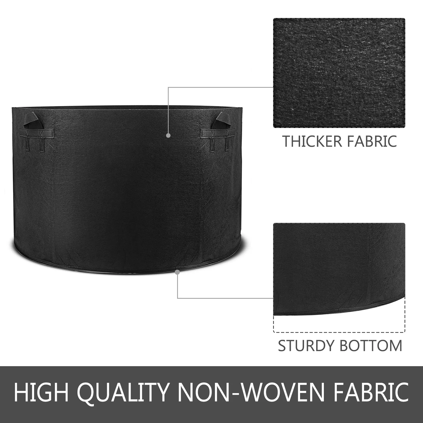 Bolsa de cultivo de plantas VEVOR: tela no tejida de alta calidad con tela más gruesa y fondo resistente.