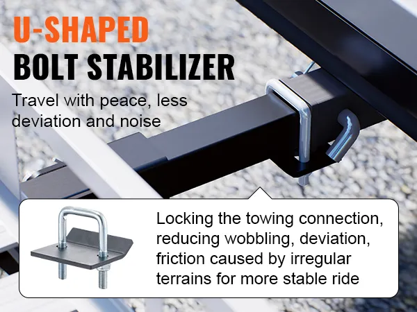 u-shaped bolt stabilizer for VEVOR hitch mount cargo carrier, ensuring stable towing with less noise and deviation.