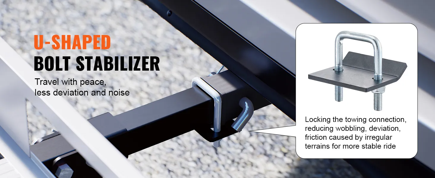 u-shaped bolt stabilizer for VEVOR hitch mount cargo carrier, ensuring stable towing with less noise and deviation.
