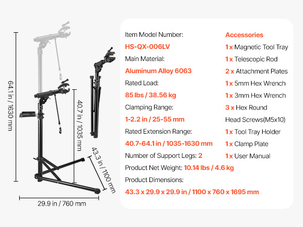 Bike Repair Stand 85 lb Adjustable Bicycle Maintenance Rack