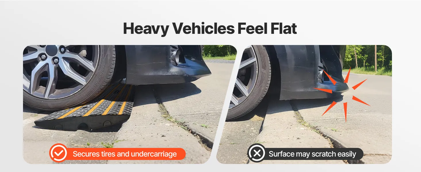 VEVOR Car Driveway Rubber Curb Ramp, 33069 lbs Load Capacity, 2.6 inch Rise Curbside Bridge Ramp with Yellow Reflective Strips, Suitable for Loading Dock, Warehouse, Garage, Sidewalk (3 Pack)