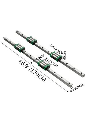 VEVOR linear rail kit with dual 170cm rails and sliding blocks featuring dimensions