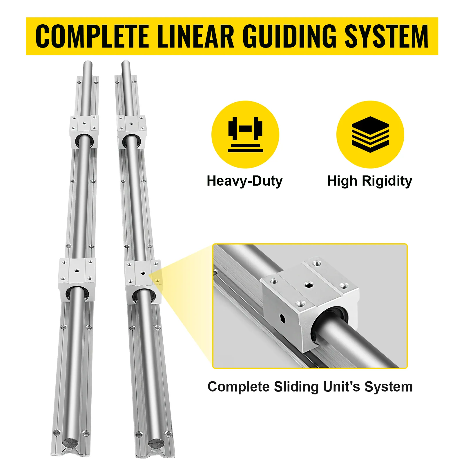 VEVOR linear rail system with heavy-duty, high-rigidity double rails and sliding unit.