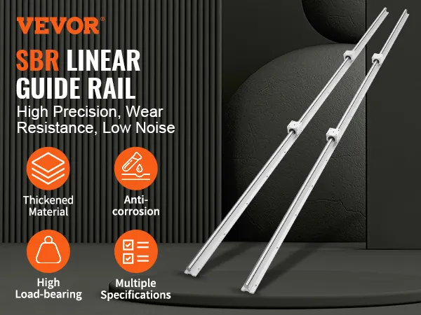 VEVOR linear guide rails: high precision, wear resistance, low noise, thickened material, anti-corrosion.