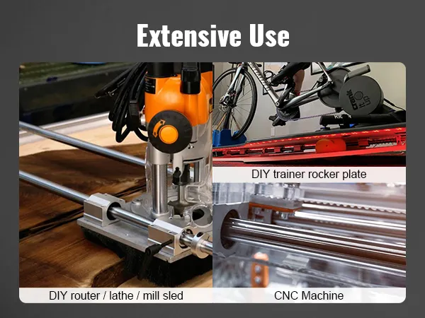 VEVOR linear guide rails usage in diy router, diy trainer rocker plate, and cnc machine