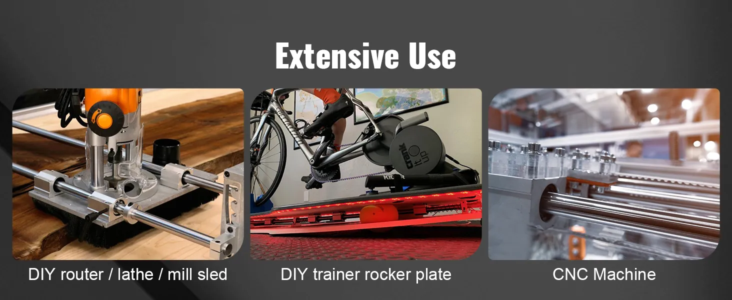 VEVOR linear guide rails usage in diy router, diy trainer rocker plate, and cnc machine