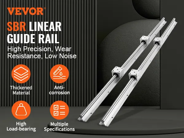 VEVOR sbr linear guide rail set with high precision, wear resistance, low noise, and anti-corrosion.
