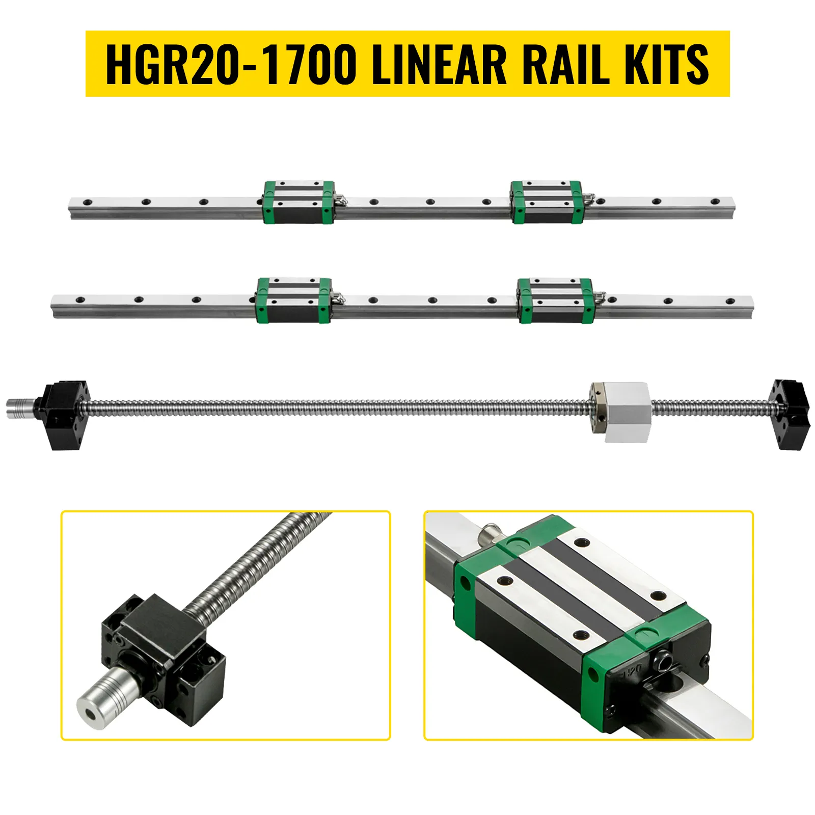 hgr20-1700 linear rail kits featuring VEVOR linear guide rail and ball screw components.