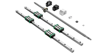 VEVOR linear guide rail with blocks, ball screw, and motor mount components.