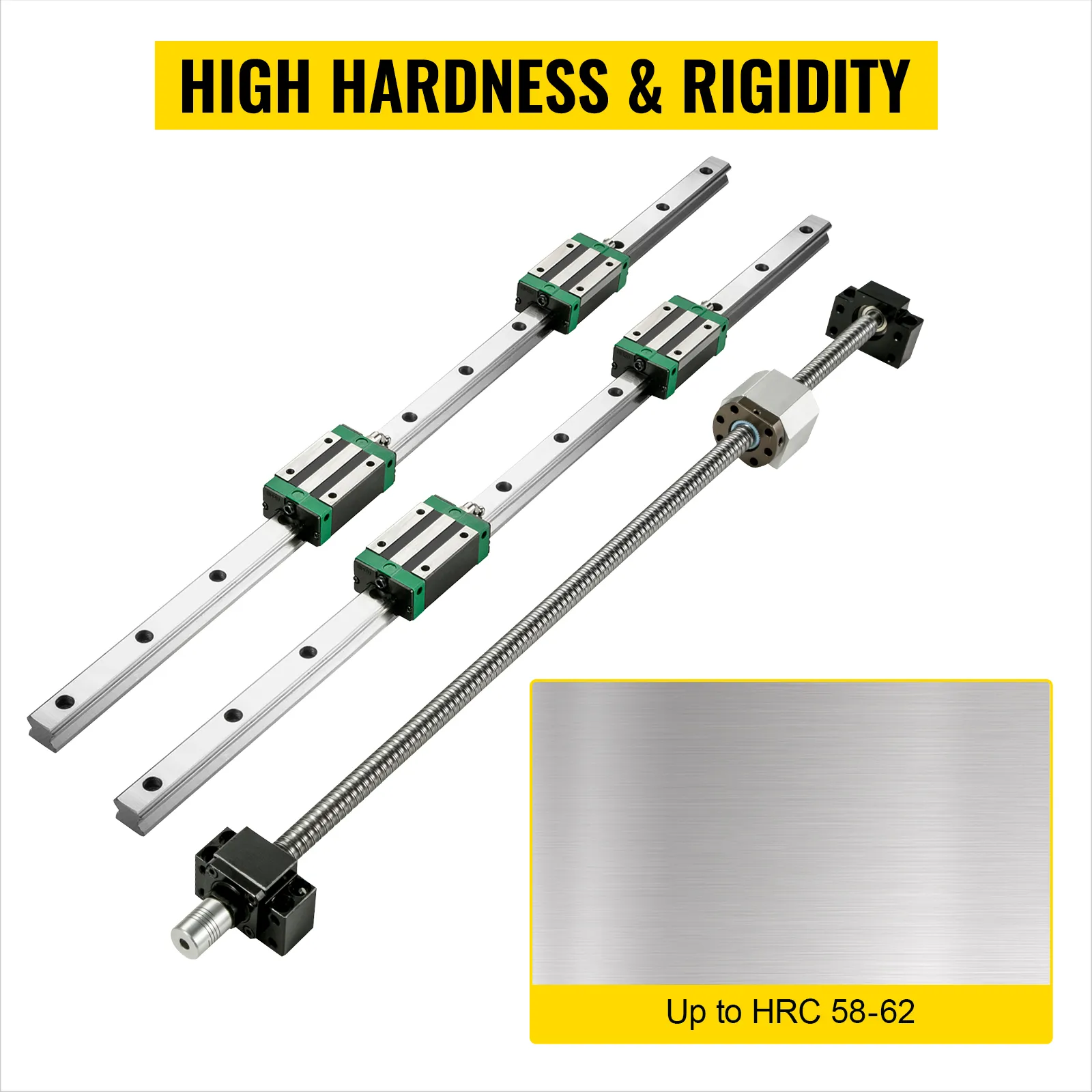 VEVOR linear guide rail demonstrates high hardness and rigidity, rated up to hrc 58-62.