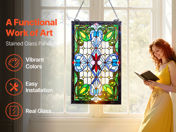 VEVOR Stained Glass Window Hanging Panel - 17 x 29 inch