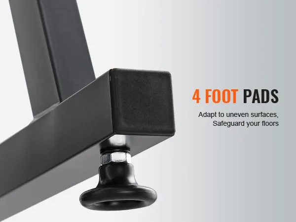 4 foot pads on VEVOR piano keyboard stand adapt to uneven surfaces, safeguarding your floors.