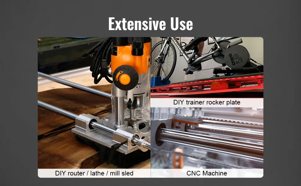 VEVOR linear guide rail set used in diy router, cnc machine, and trainer rocker plate.