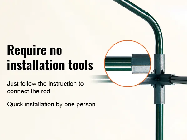 VEVOR walk-in greenhouse requires no installation tools. assembly is quick and easy by one person.