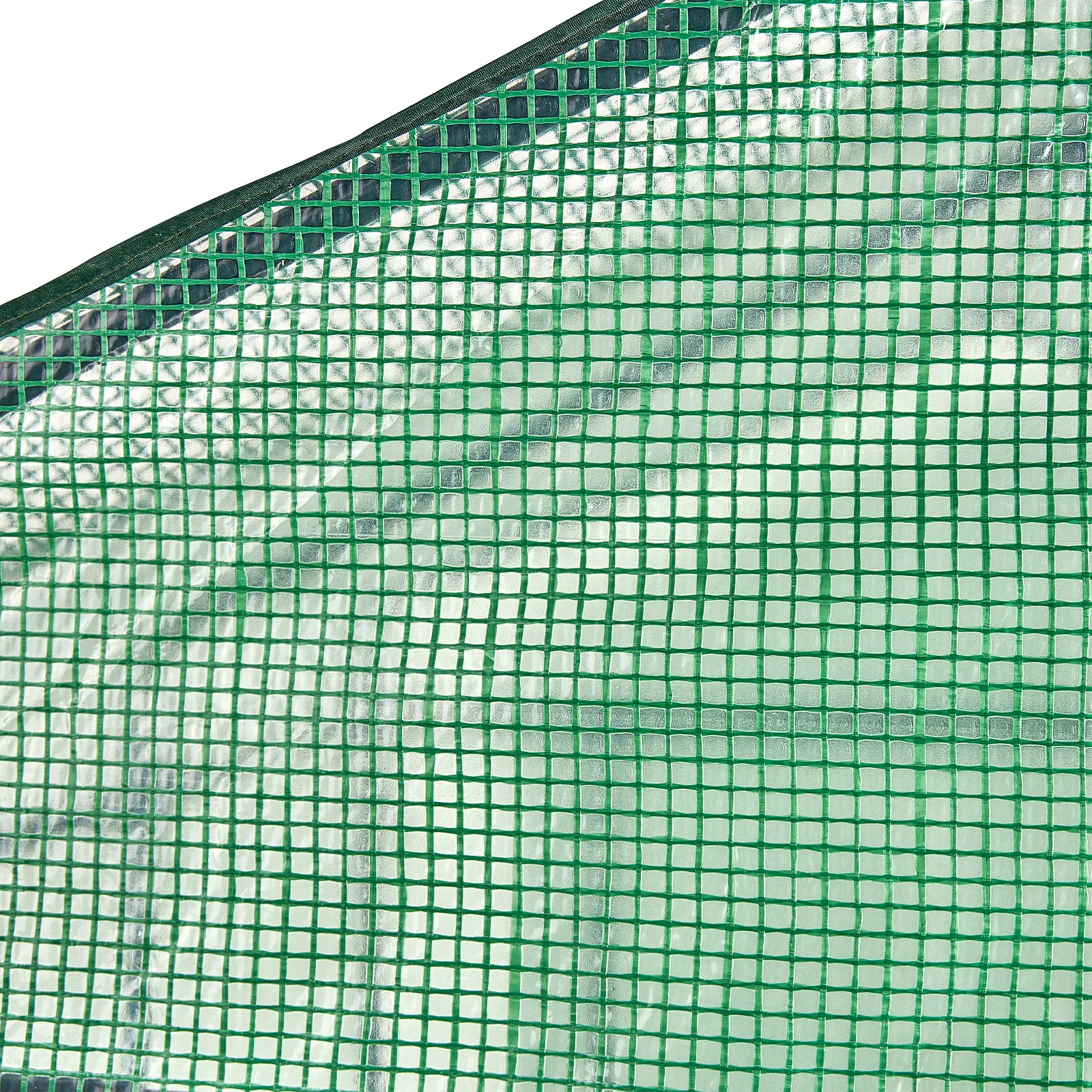 green mesh material of VEVOR walk-in greenhouse with square grid pattern.