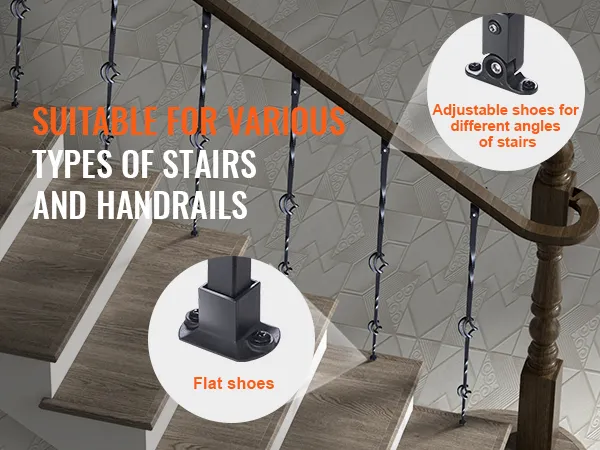 suitable for various types of stairs and handrails with VEVOR staircase metal balusters.
