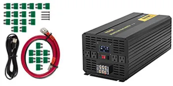 VEVOR power inverter with cables and accessories set, shown in black and red colors.