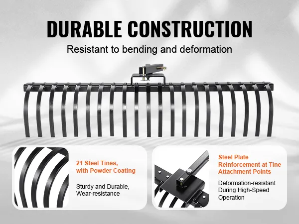 VEVOR-sleephark met 21 stalen tanden en stalen plaatversterking voor duurzaamheid.