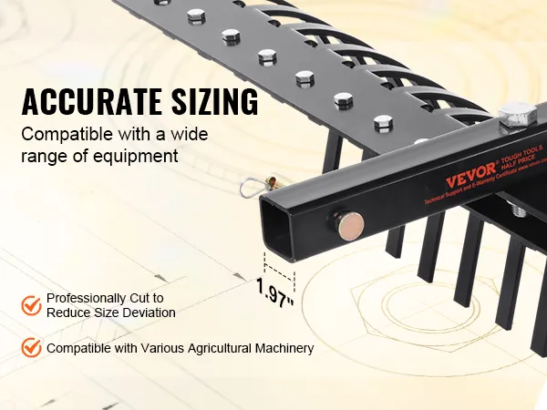 VEVOR-sleephark met nauwkeurige afmetingen, compatibel met verschillende landbouwmachines.