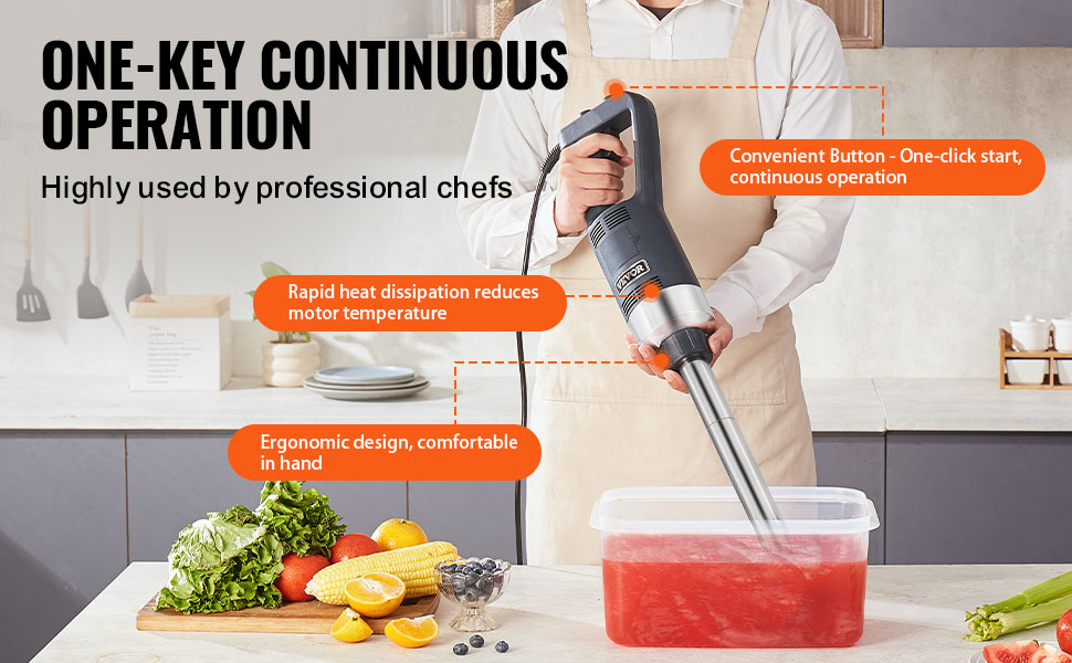 TK Tartle Kitchen Commercial Immersion Blender 500W Heavy Duty, Stainless Steel, Variable Speed, 16 inch Shaft TK Tartle Kitchen Commercial Immersion Blender, Restaurant