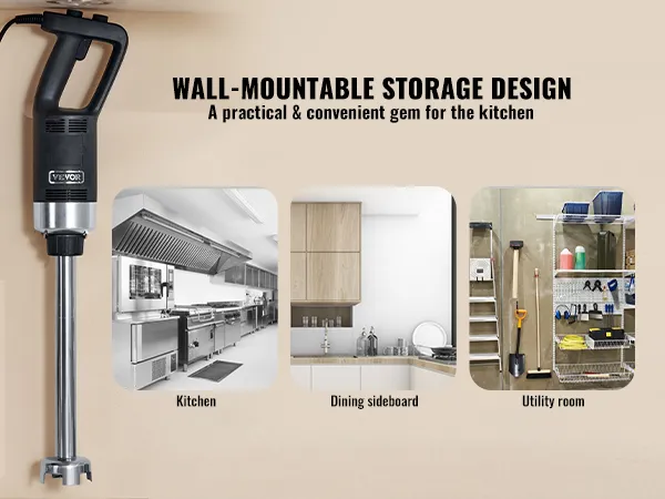 Licuadora de inmersión comercial VEVOR montable en pared para cocina, aparador de comedor y lavadero.