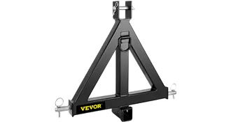 heavy-duty black VEVOR 3 point trailer hitch with pins and triangle frame structure.
