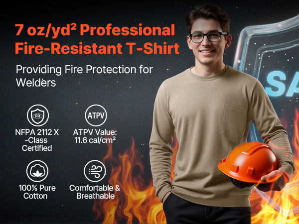 VEVOR Flame Retardant Work Shirts - 7 oz Cotton, XL Size