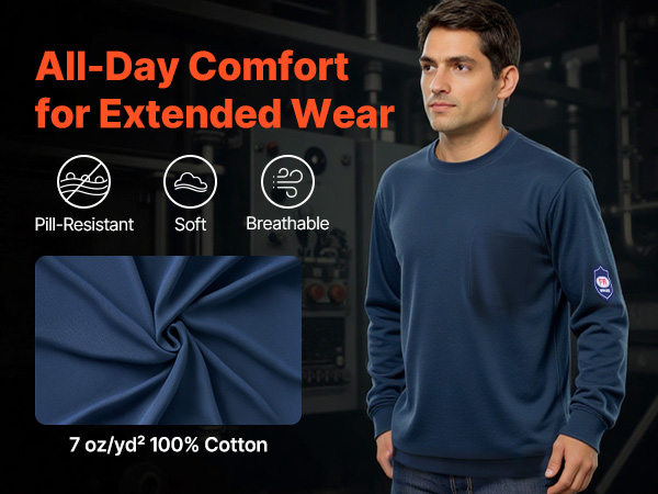 VEVOR Flame Resistant Long Sleeve T Shirt – 7 oz, 11.6 cal
