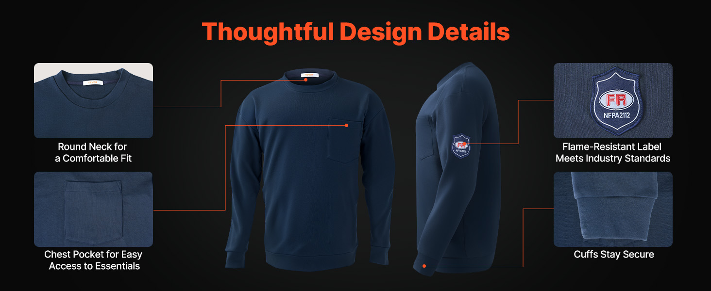 VEVOR Flame Resistant Long Sleeve T Shirt – 7 oz, 11.6 cal