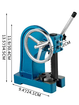 heavy duty VEVOR arbor press with dimensions labeled in centimeters.