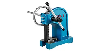 blue VEVOR heavy duty arbor press with dual handles and a 0.1 marking.