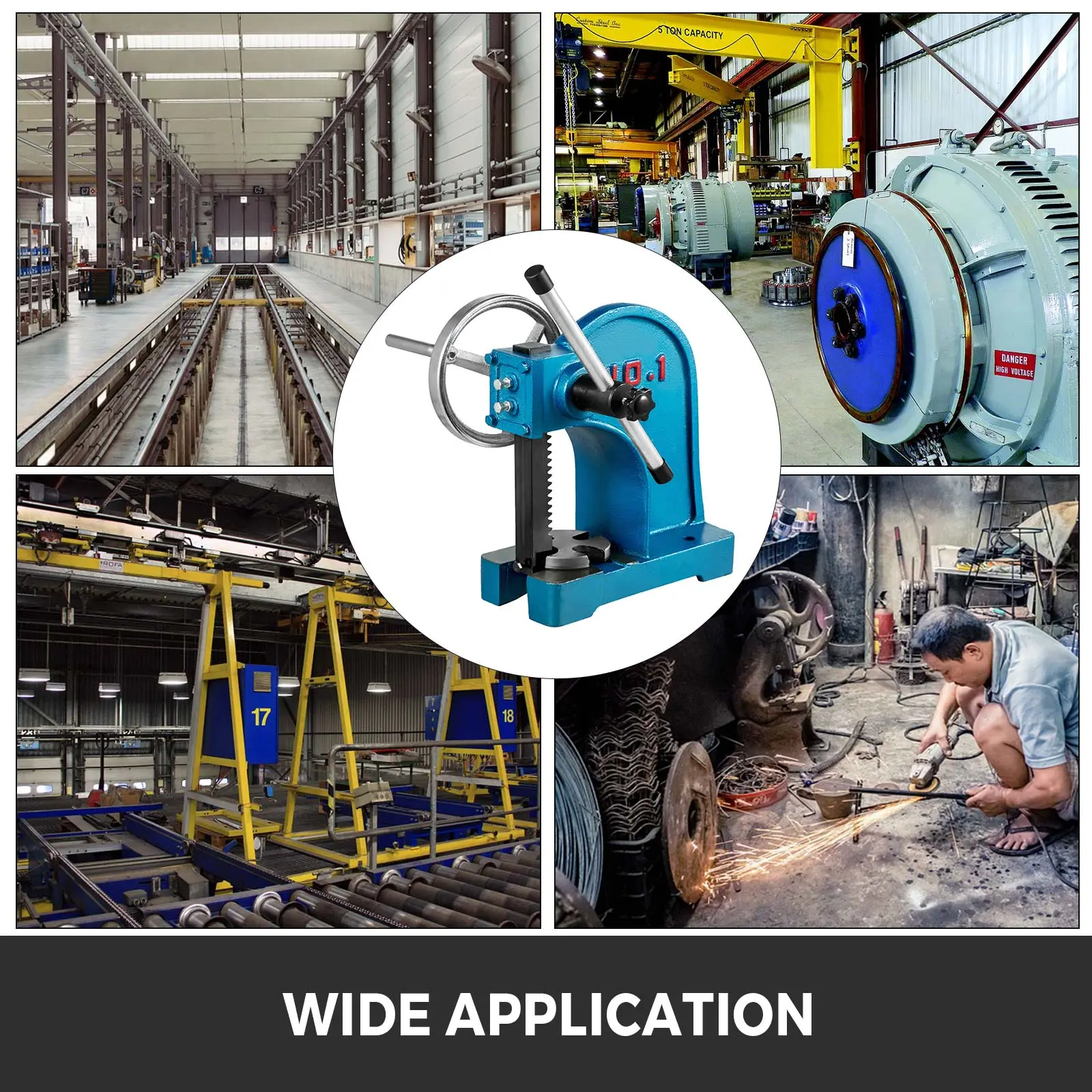 VEVOR heavy duty arbor press used in various industrial applications.